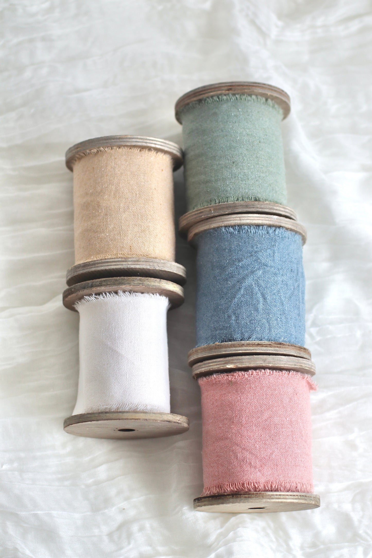 Ribbed Baptism Candle w/ Linen Printed Ribbon