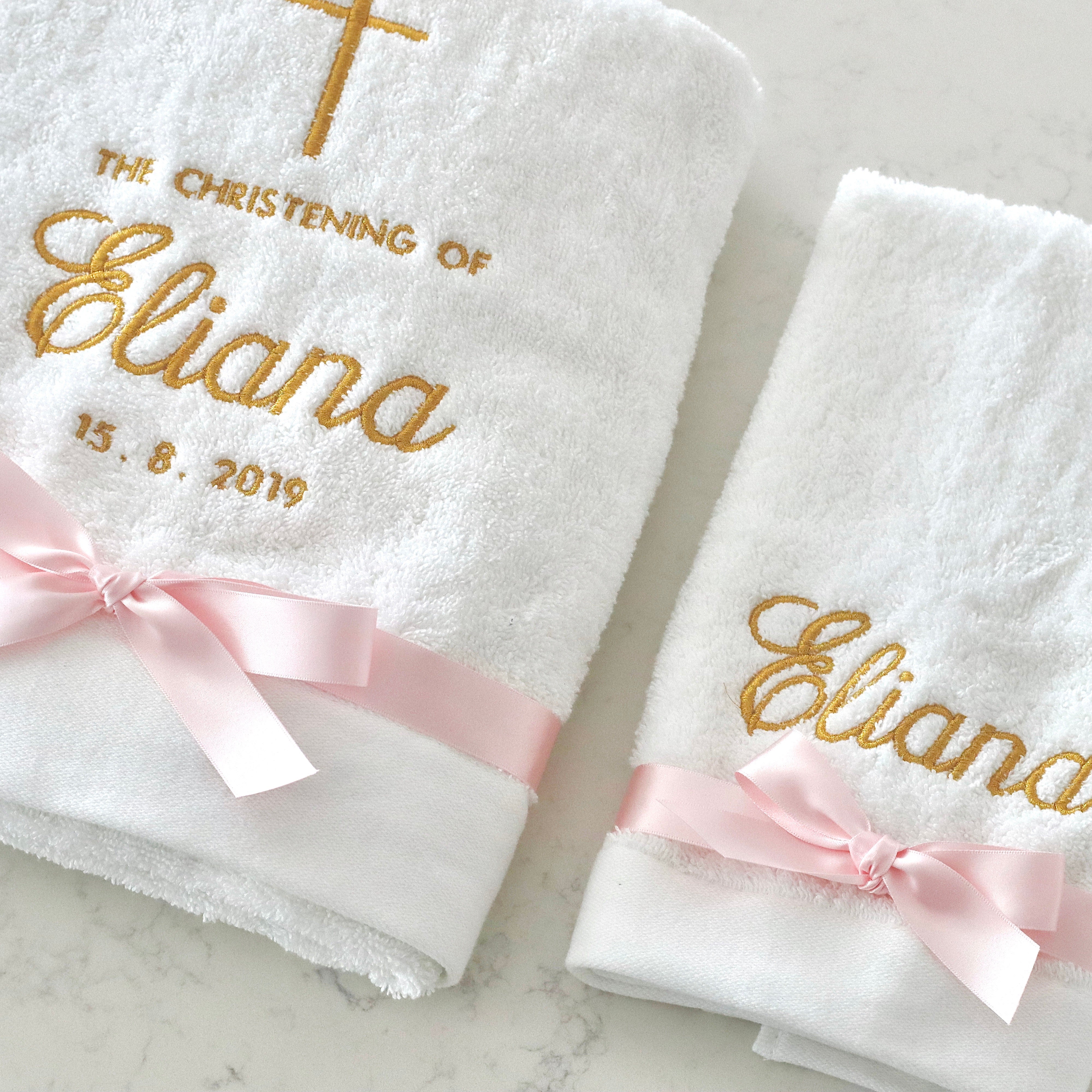 Christening towel personalized hot sale