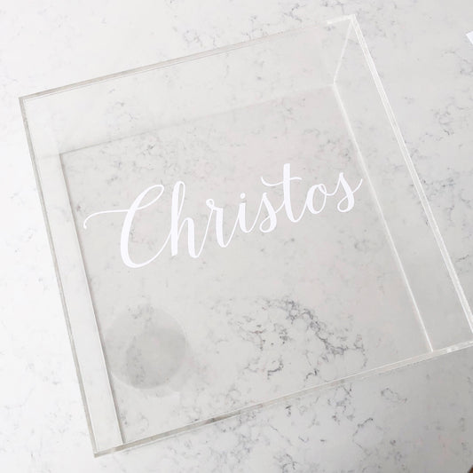 This large acrylic personalised box will have the recipient of your gift wondering what’s inside