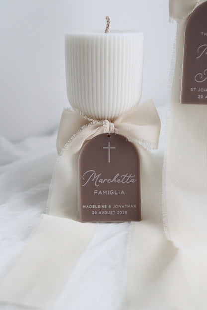 Hourglass Ribbed Wedding Unity Candle Set