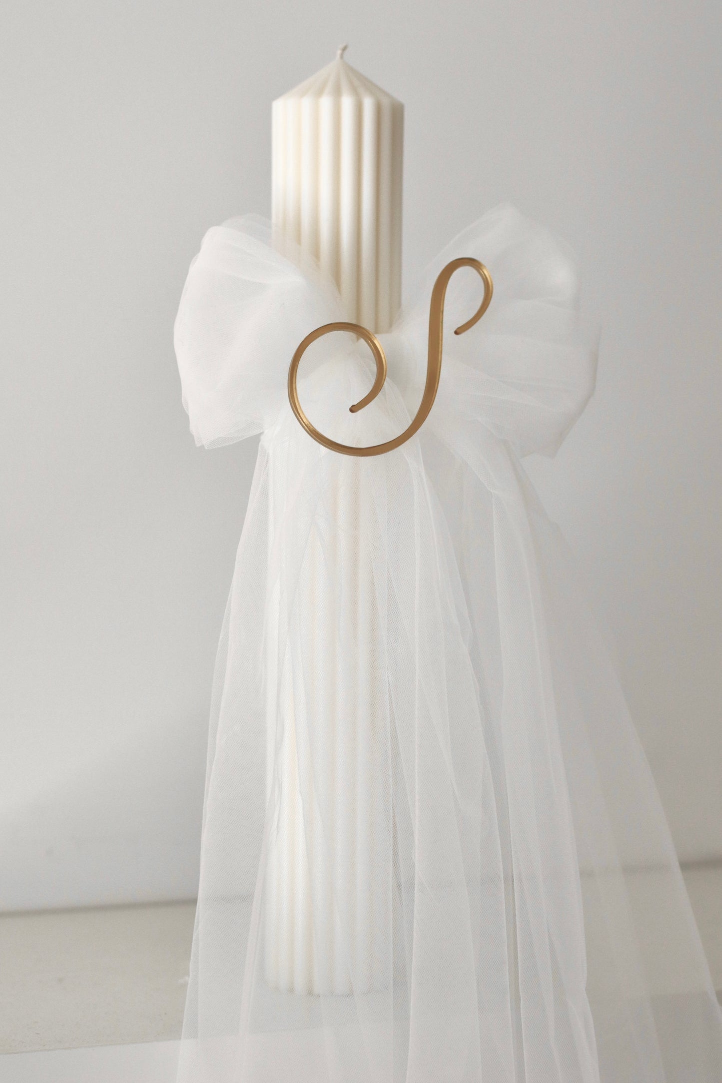 Ribbed Orthodox Tulle Bow Candle | Lambatha