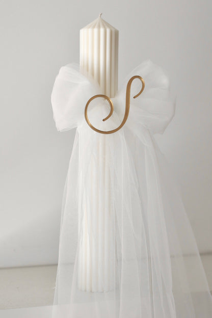 Ribbed Orthodox Tulle Bow Candle | Lambatha