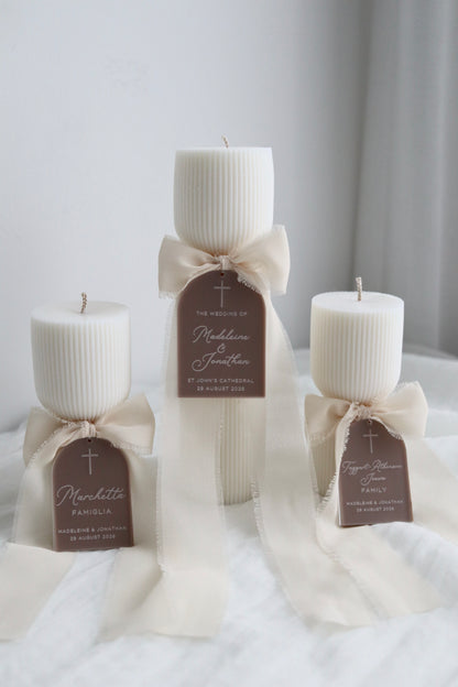 Hourglass Ribbed Wedding Unity Candle Set