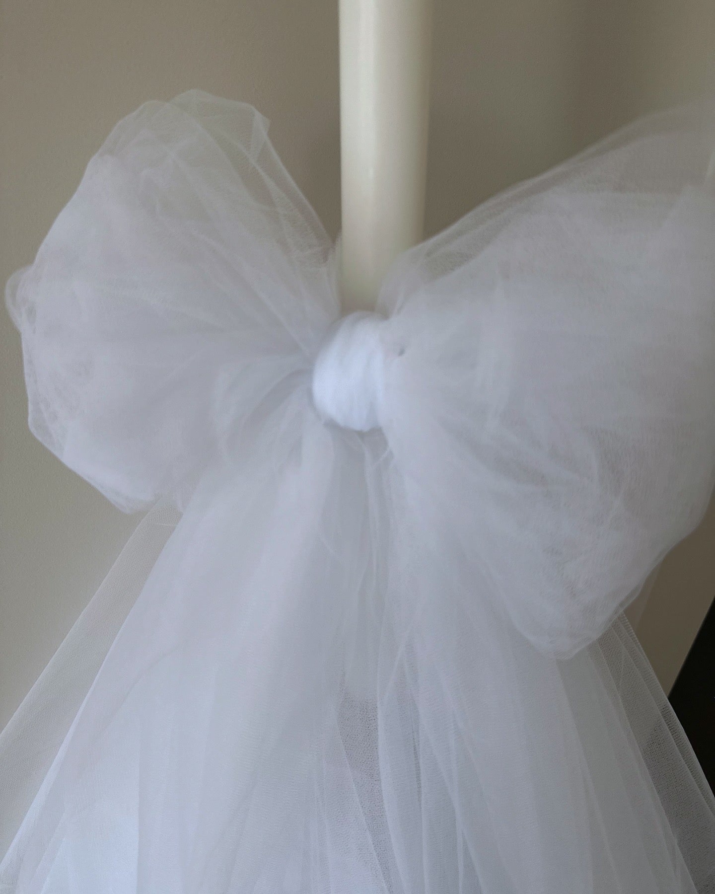 Orthodox Christening/Wedding Tulle Bow Candle | Lambatha