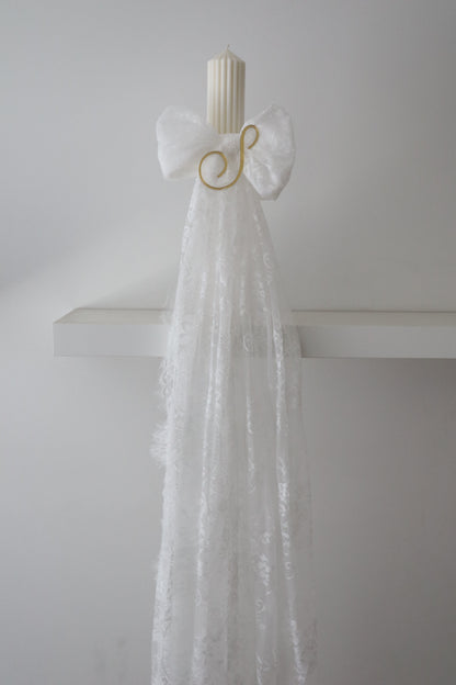 Ribbed Orthodox Lace Bow Candle | Lambatha
