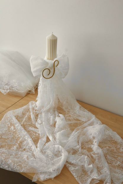Ribbed Orthodox Lace Bow Candle | Lambatha