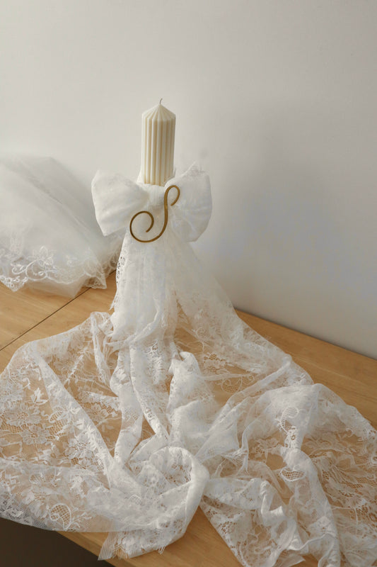Ribbed Orthodox Lace Bow Candle | Lambatha