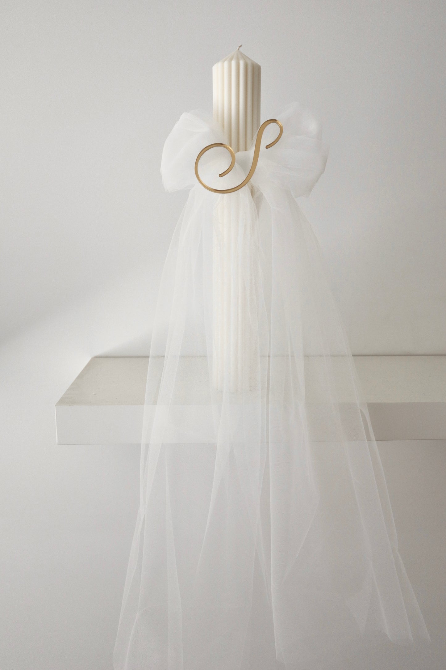 Ribbed Orthodox Tulle Bow Candle | Lambatha