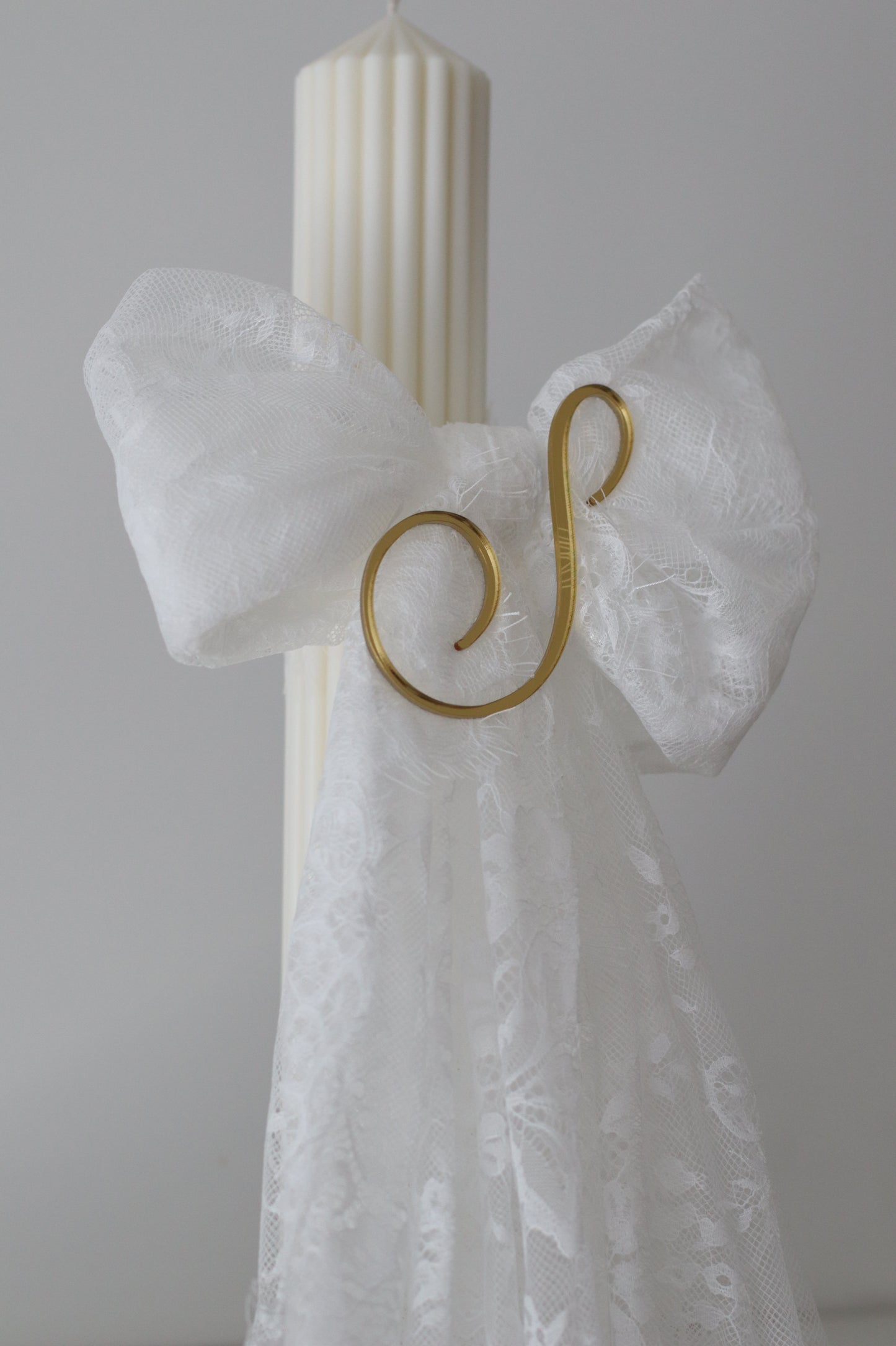 Ribbed Orthodox Lace Bow Candle | Lambatha