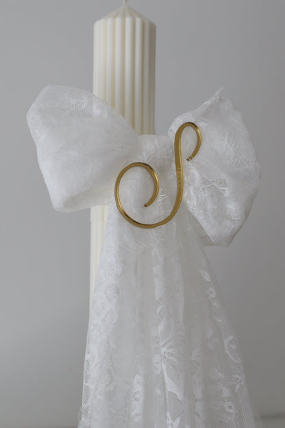 Ribbed Orthodox Lace Bow Candle | Lambatha