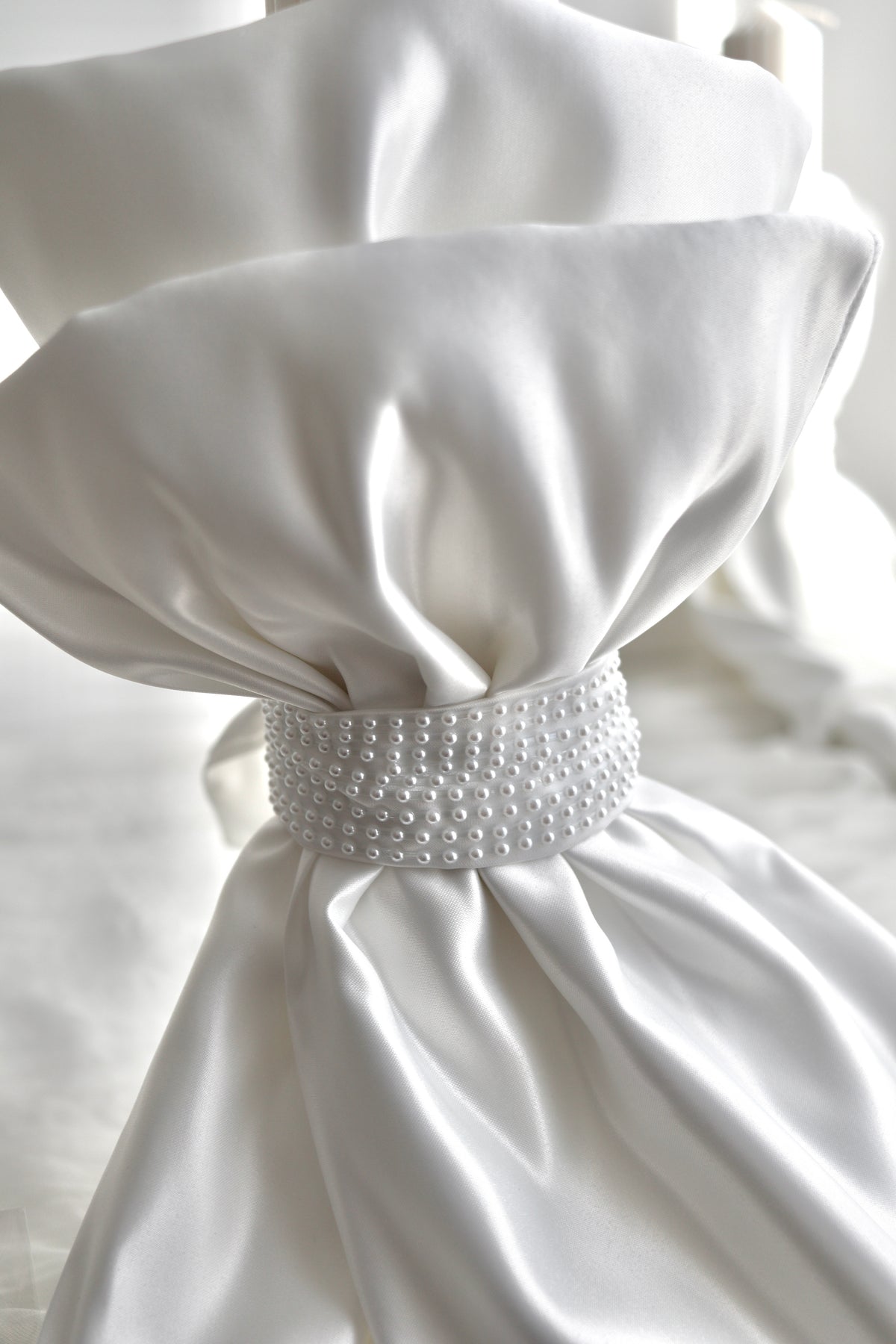 Orthodox Ribbed Satin with Pearl Layered Candle | Lambatha