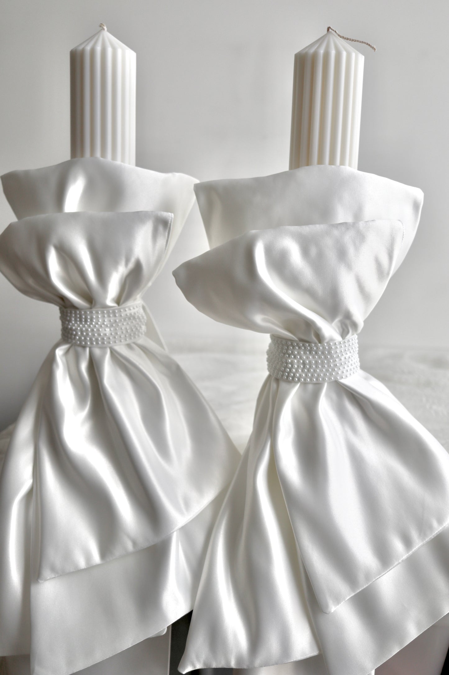 Orthodox Ribbed Satin with Pearl Layered Candle | Lambatha