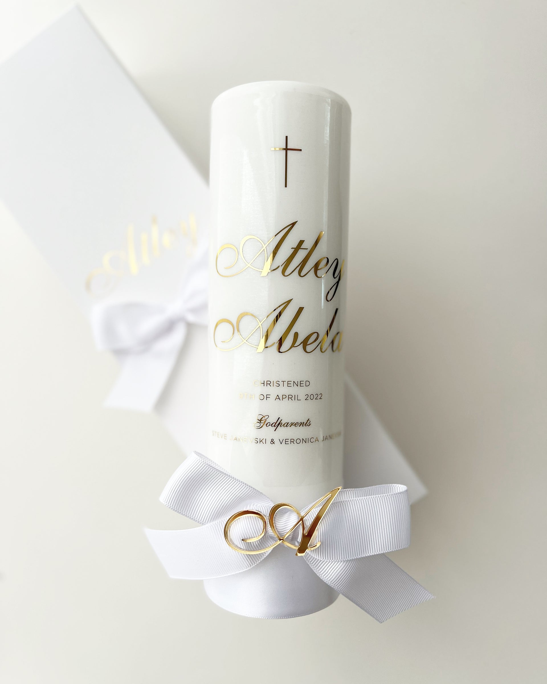 Baptism Candle with Acrylic Letter