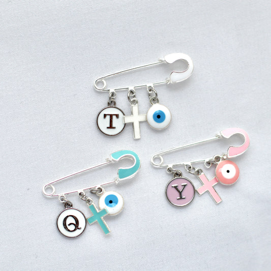 With the Coloured Baby Evil Eye Pin (set in Silver and with a Silver pin) you can ensure your little one is always protected, no matter where you go.