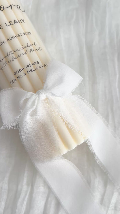 Ribbed Baptism Candle w/ Printed Text