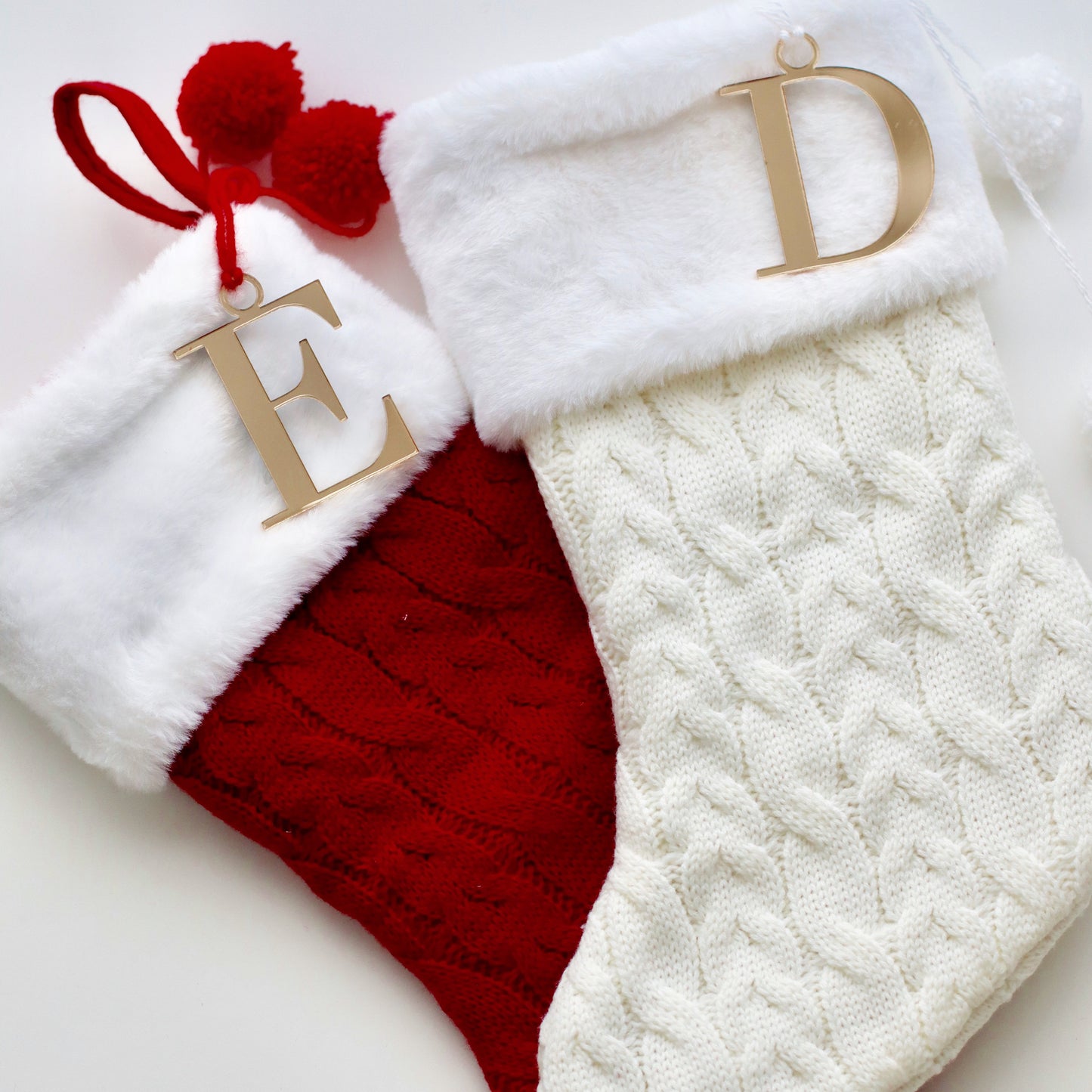 Our Knitted Personalised Christmas Stockings will come embroidered or have an acrylic letter or both!