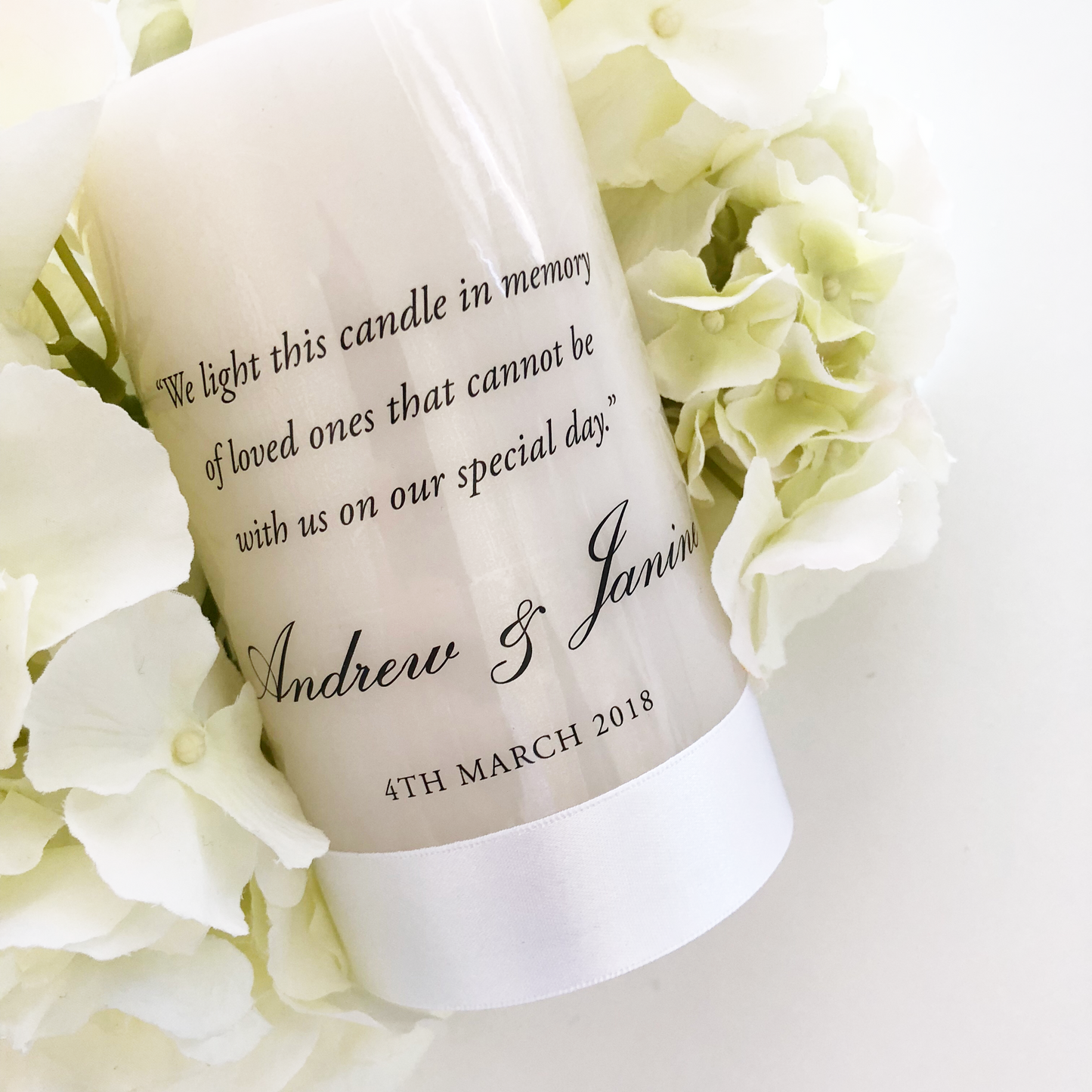 Our Memory Candle comes wrapped in a clear plastic with ribbon, made to match the candle.