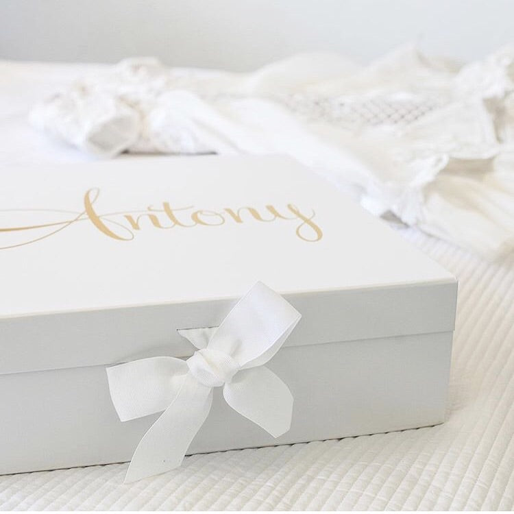 A sturdy, rigid collapsible large personalised gift box