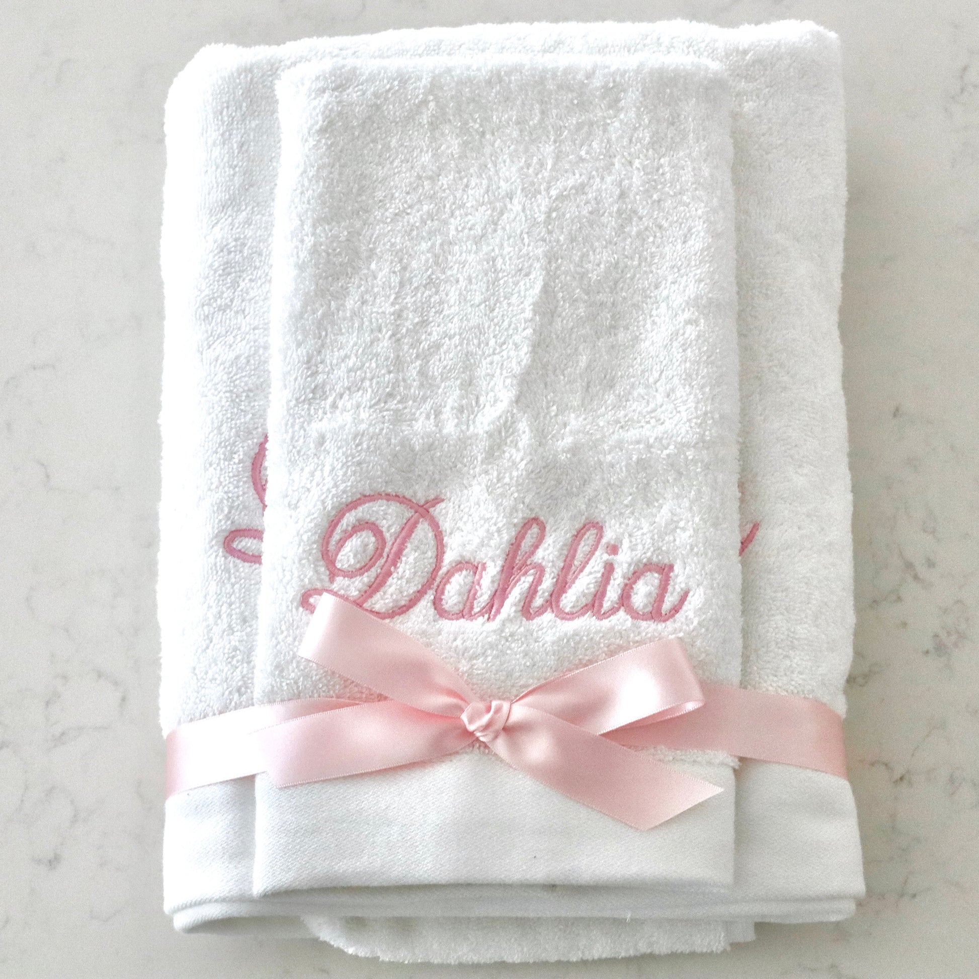 Embroidered Towel Set in your choice of our fonts and colours