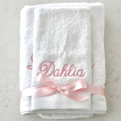 Embroidered Towel Set in your choice of our fonts and colours