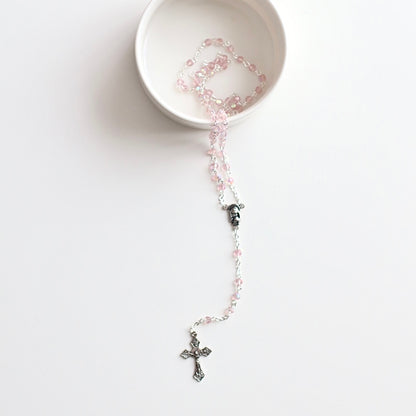 Our Crystal Rosary with silver hardware, perfect as a gift for a baptism or christening, or a communion gift. Perfect to add to one of Bespoke Baby Co's baptism packages