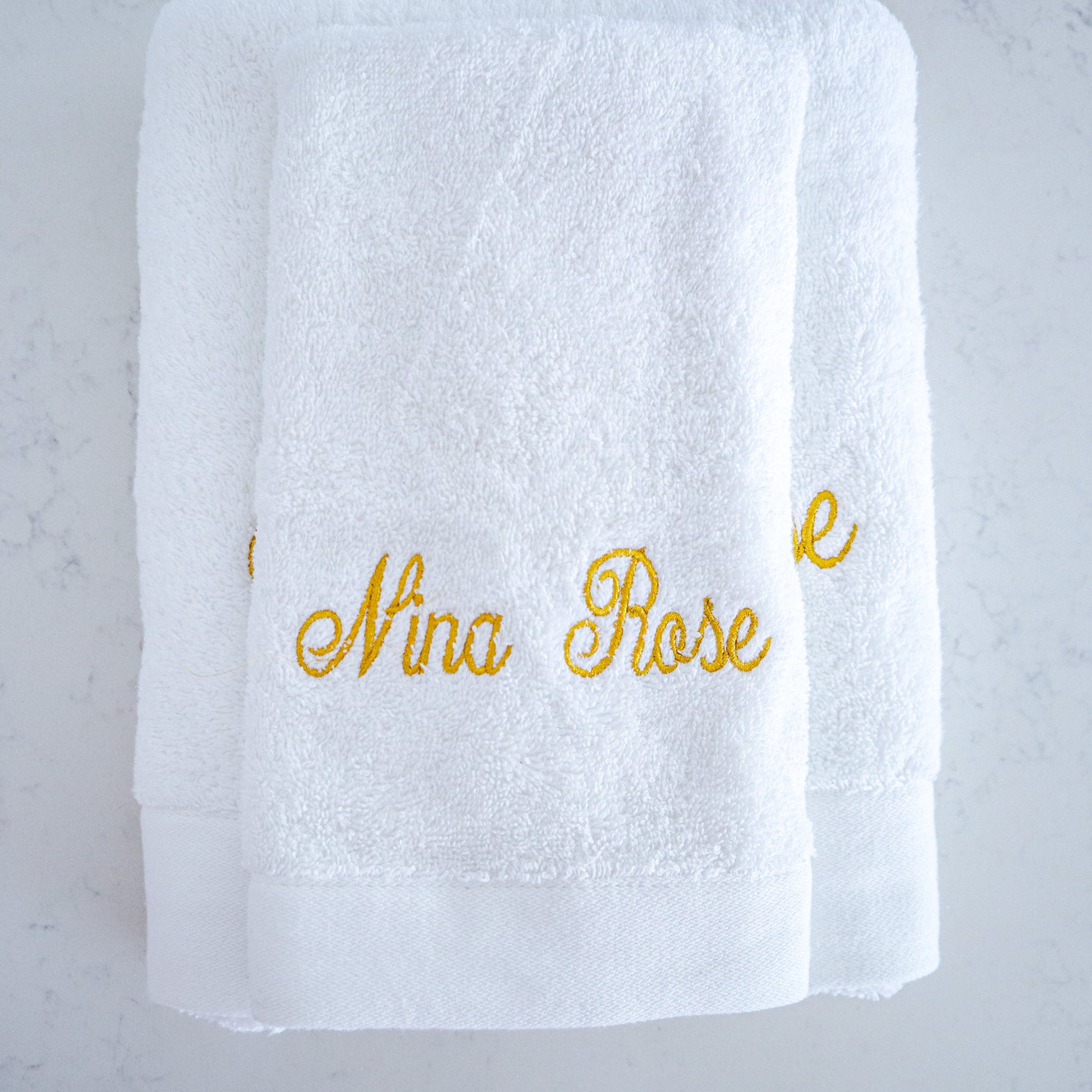 Towel Set - Nina Rose (Mettalic Gold)- Includes 1 x Bath Towel  1 x Hand Towel