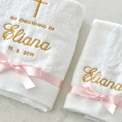 Embroidered Towel Set in your choice of our fonts and colours