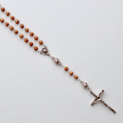 Olive Wood Rosary w/ Silver Hardware - Bespoke Baby Co