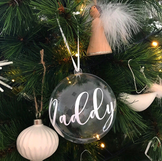 These personalised baubles are perfect as a keepsake that add that bit of interest to your tree. They split in half for storage or to be filled with goodies. 