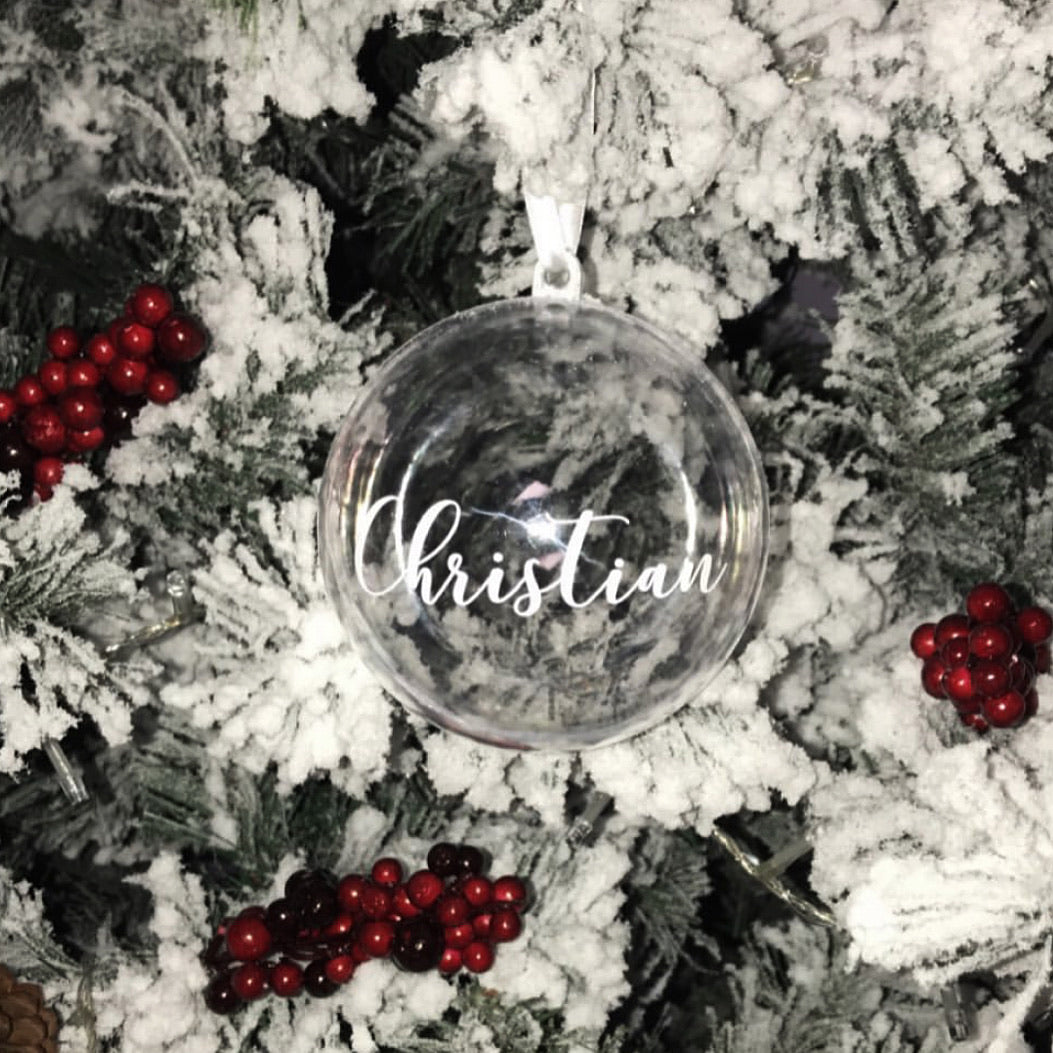 These personalised baubles are perfect as a keepsake that add that bit of interest to your tree. They split in half for storage or to be filled with goodies. 