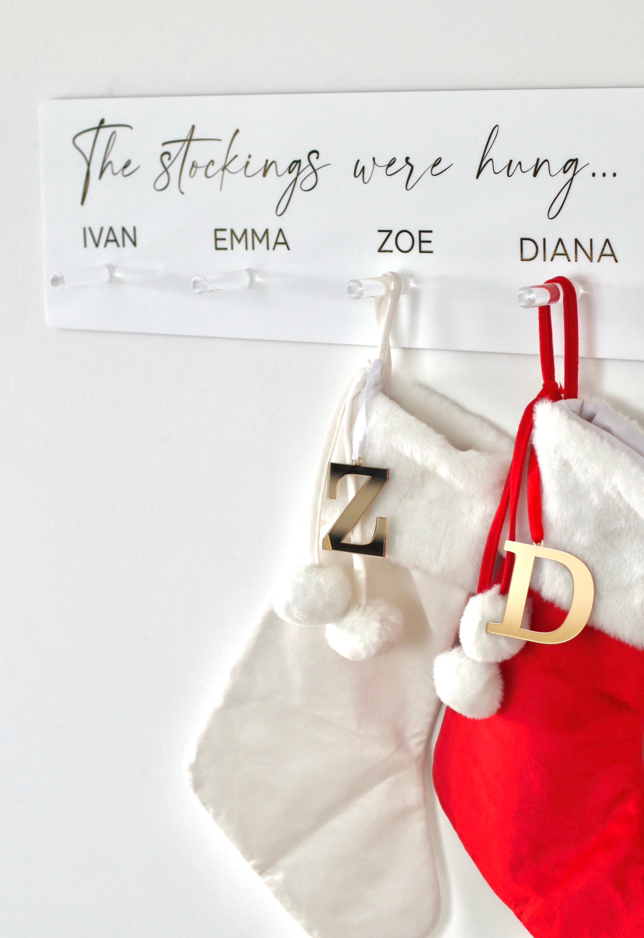 Velvet Personalised Christmas Stockings - Velvet stocking with plush white trim