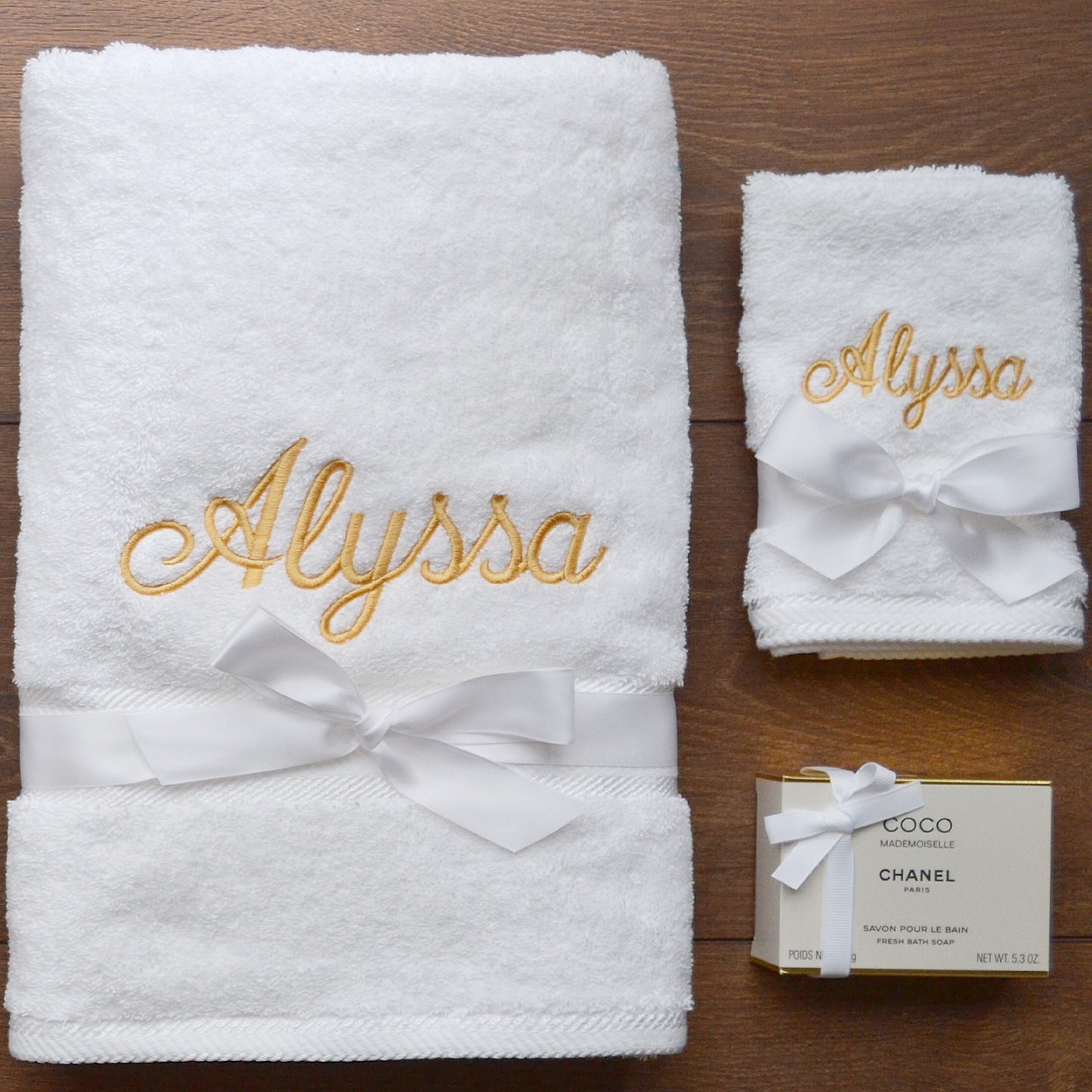 Embroidered Hand Towel in your choice of our fonts and colours